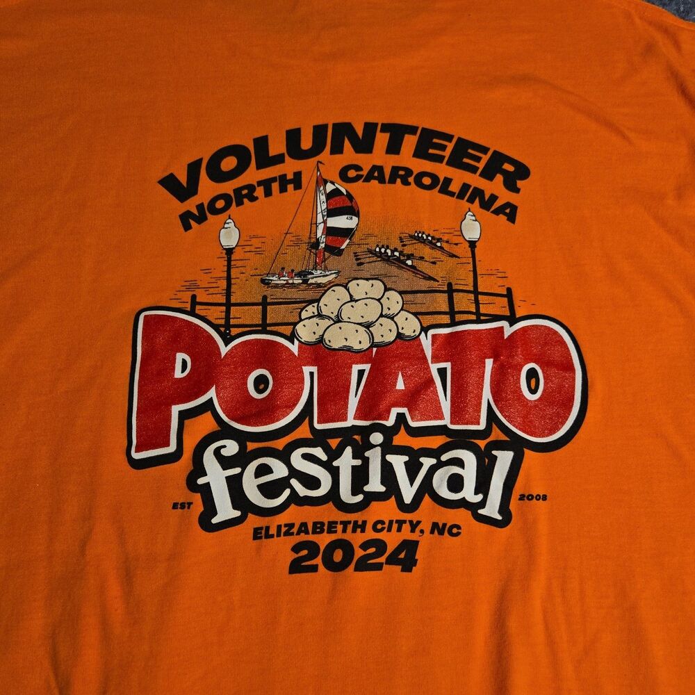 2024 Potato Festival T-Shirt Mens Size 2XL Orange Short Sleeve Pullover Gildan